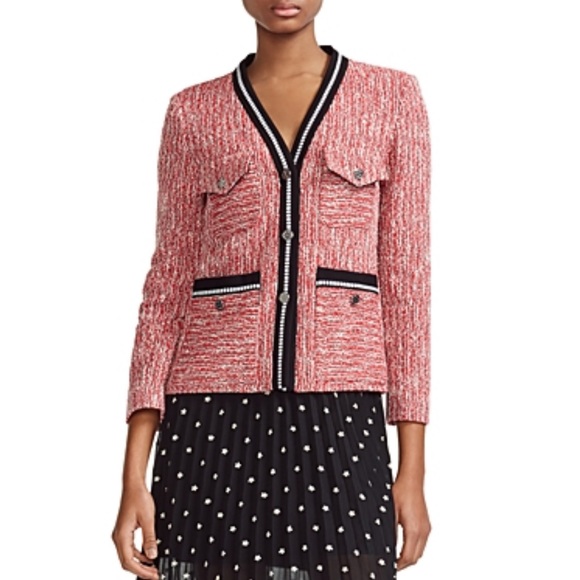 maje red tweed jacket